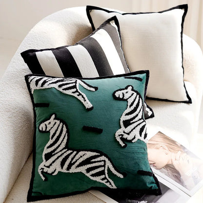 Luxurious Embroidered Horse Print Cushion - Image 1