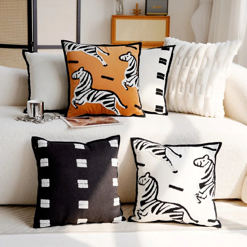 Luxurious Embroidered Horse Print Cushion - Image 2