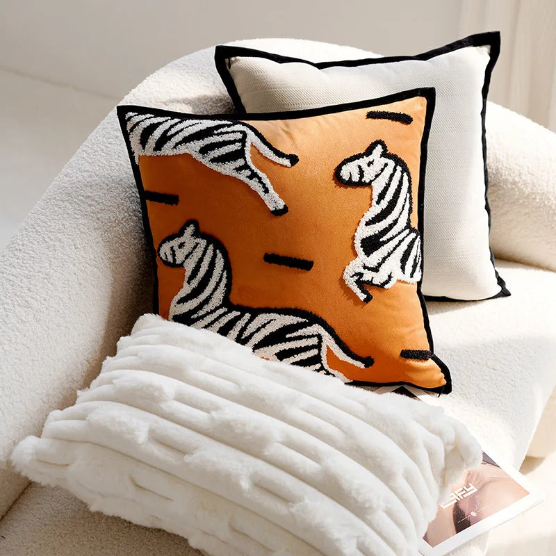 Luxurious Embroidered Horse Print Cushion - Image 3