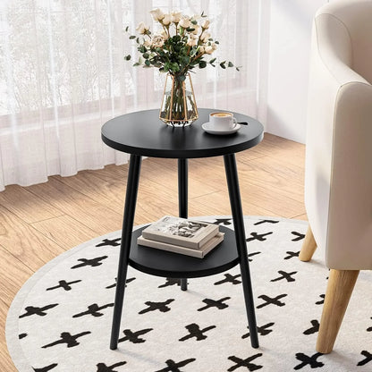 Modern Round Side Table with Storage - Image 1