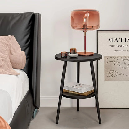 Modern Round Side Table with Storage - Image 2