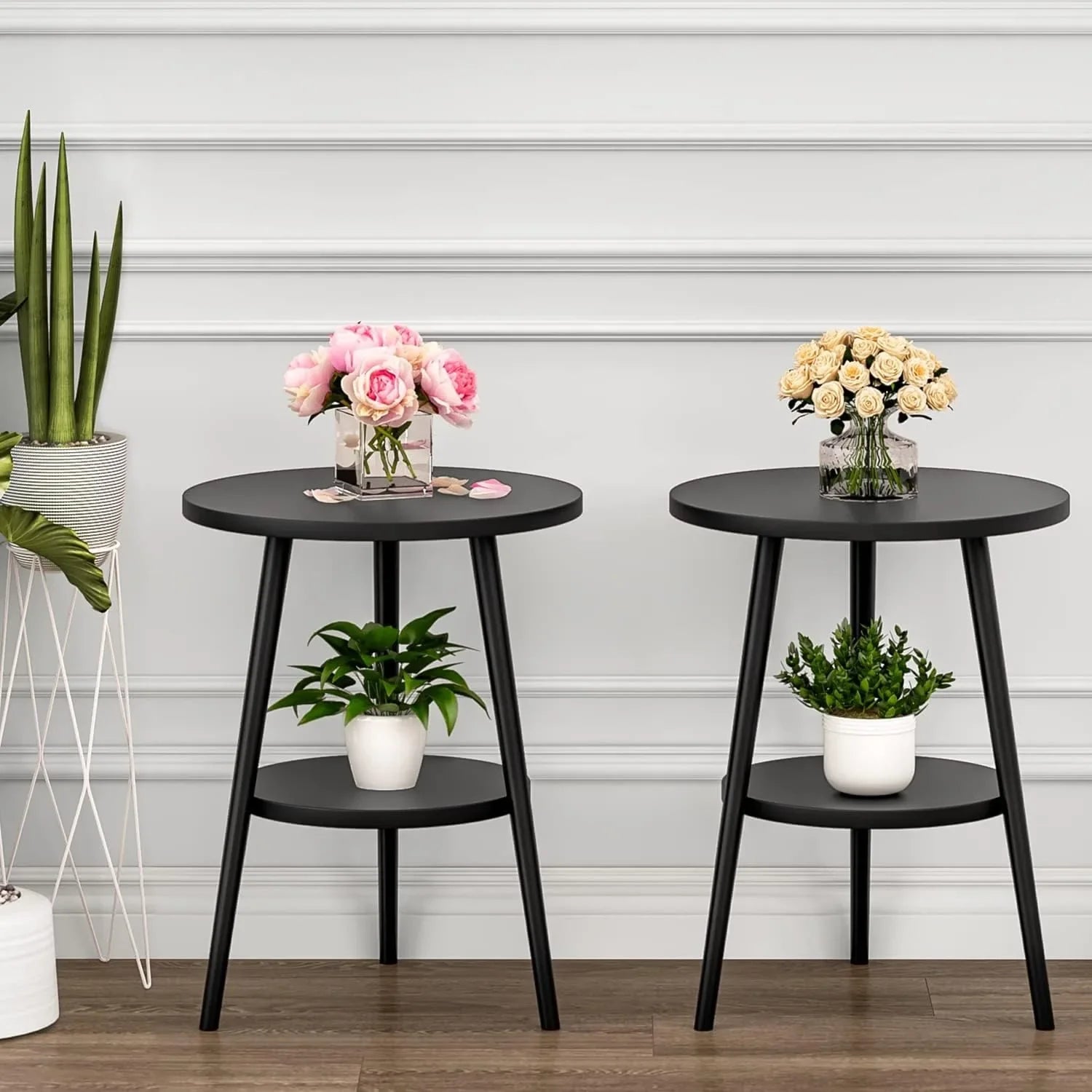 Modern Round Side Table with Storage - Image 3