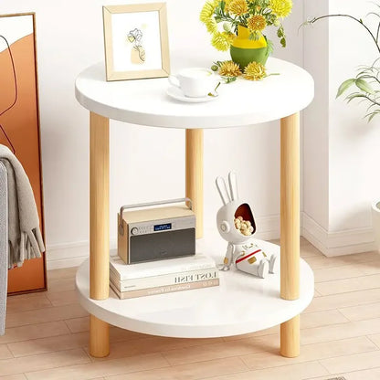 Stylish Compact Wooden Side Table with Storage - Image 1